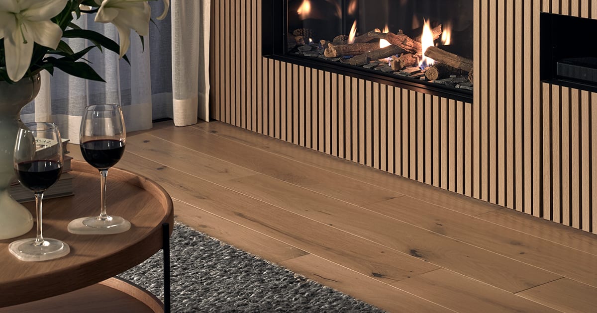 Havwoods Huswhood Fluted Acoustic Panels partnered with Havwoods timber flooring